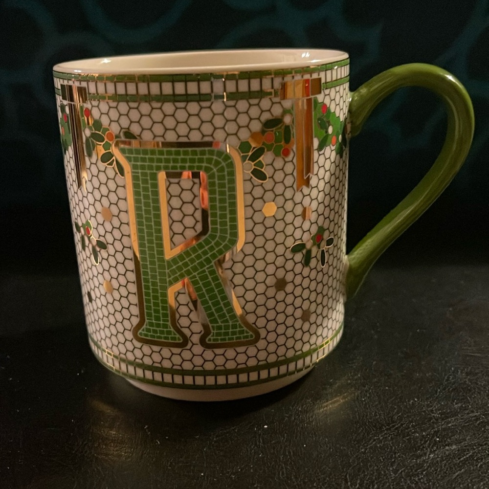 Anthropologie - Festive Bistro Tile Monogram Mug
